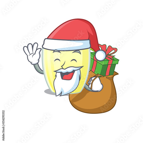 Cartoon design of daiquiri cocktail Santa having Christmas gift