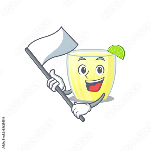 A heroic daiquiri cocktail mascot character design with white flag