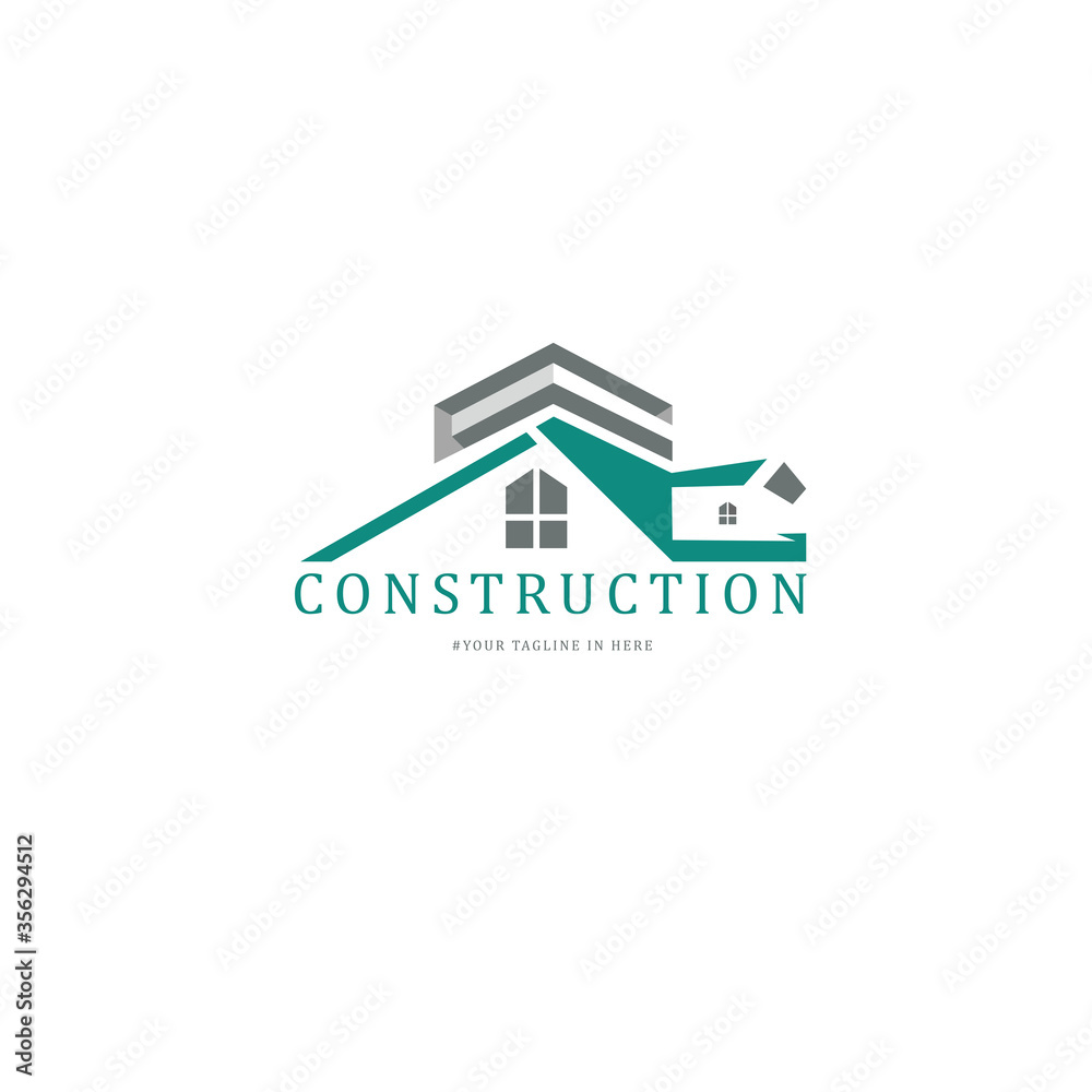 Construction logos inspired by residential buildings