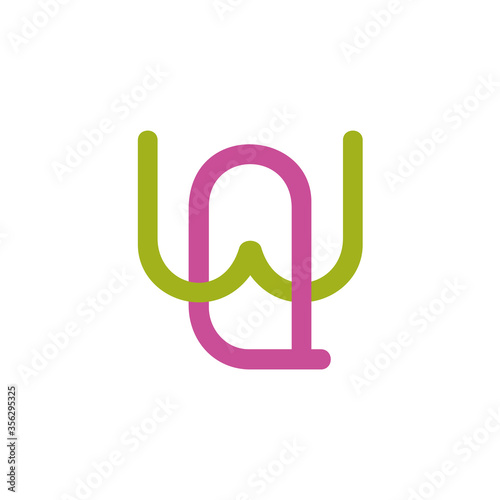 letter wq linked colorful geometric design logo vector