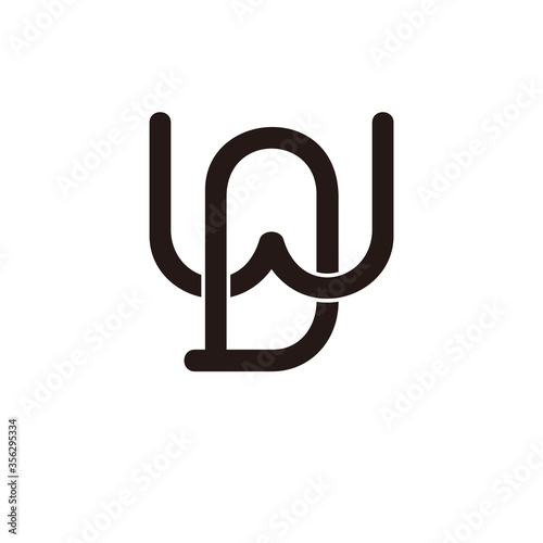 letter wd linked geometric line symbol logo vector