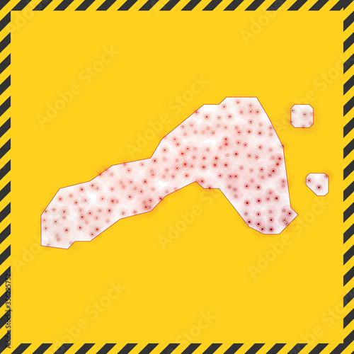 Ko Lipe closed - virus danger sign. Lock down island icon. Black striped border around map with virus spread concept. Vector illustration.