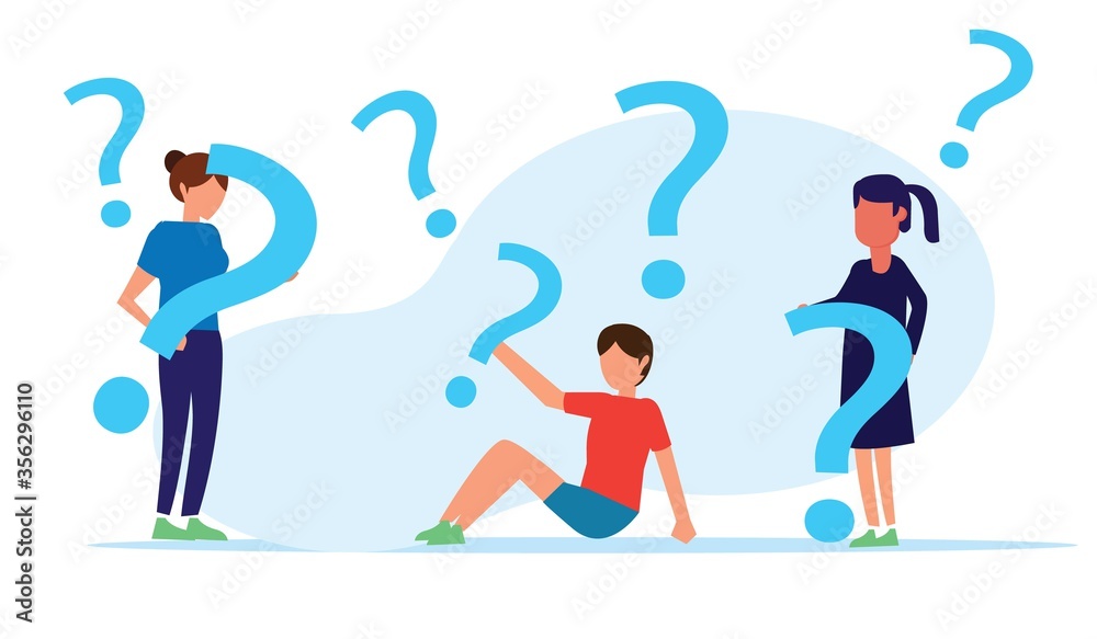 FAQ Frequently asked questions concept. Confused people standing near big exclamation and question marks, asking questions and receiving answers. Online customer support center. Vector illustration FAQ Frequently asked questions concept. Confused people standing near big exclamation and question marks, asking questions and receiving answers. Online customer support center. Vector illustration