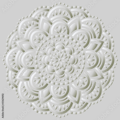 Mandala pattern white 3D gradient good mood