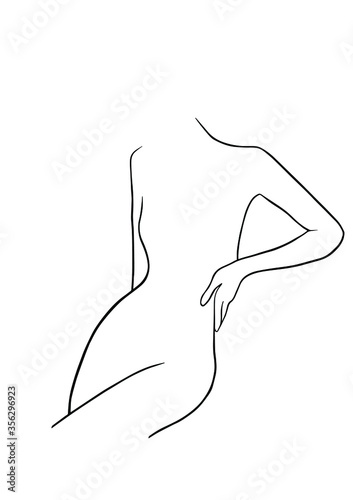 The outline of a slender female body drawn with a simple black line.