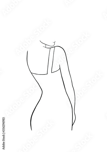 The outline of a slender female body drawn with a simple black line.