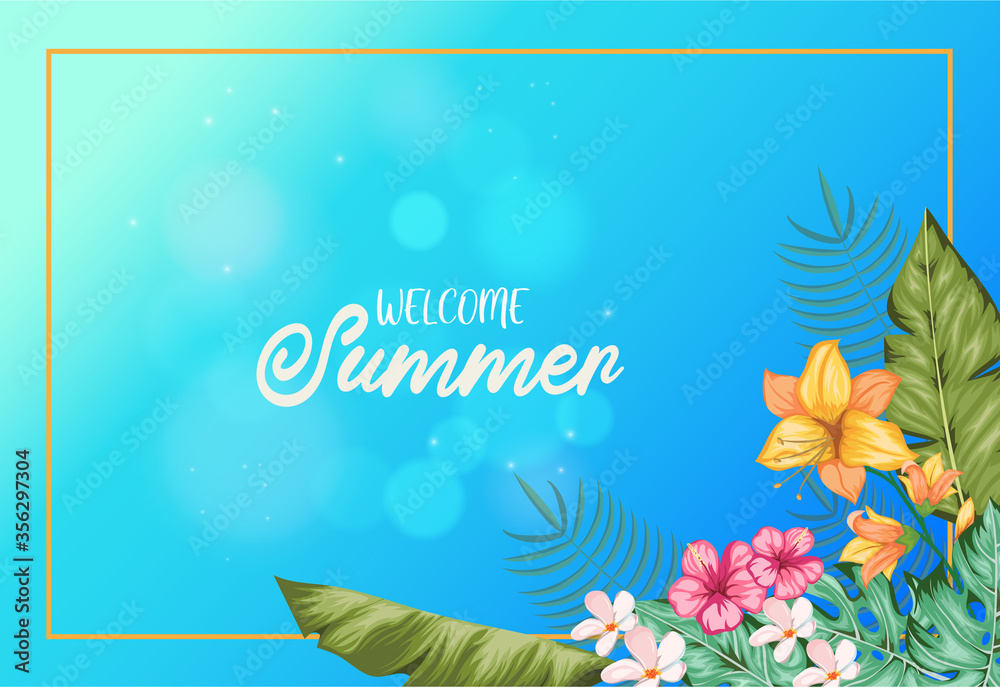 Realistic floral summer background design Realistic floral summer background design