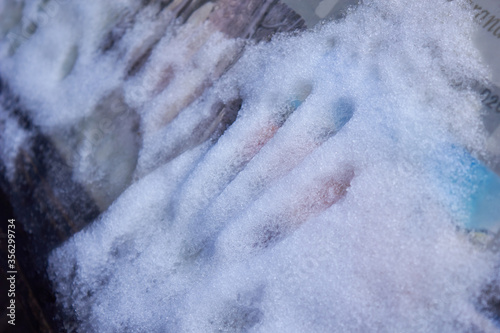  hands in the white snow