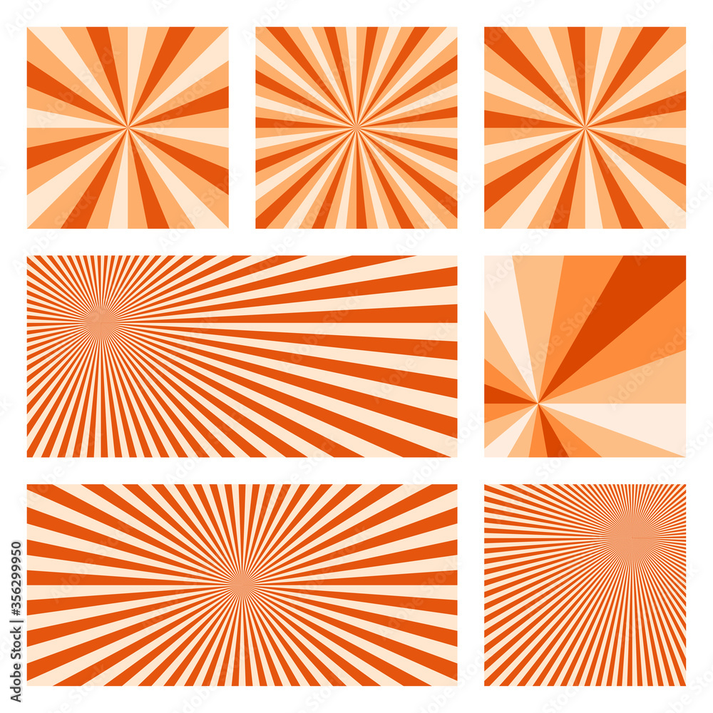 Artistic sunburst background collection. Abstract covers with radial rays. Appealing vector illustration. Artistic sunburst background collection. Abstract covers with radial rays. Appealing vector illustration.
