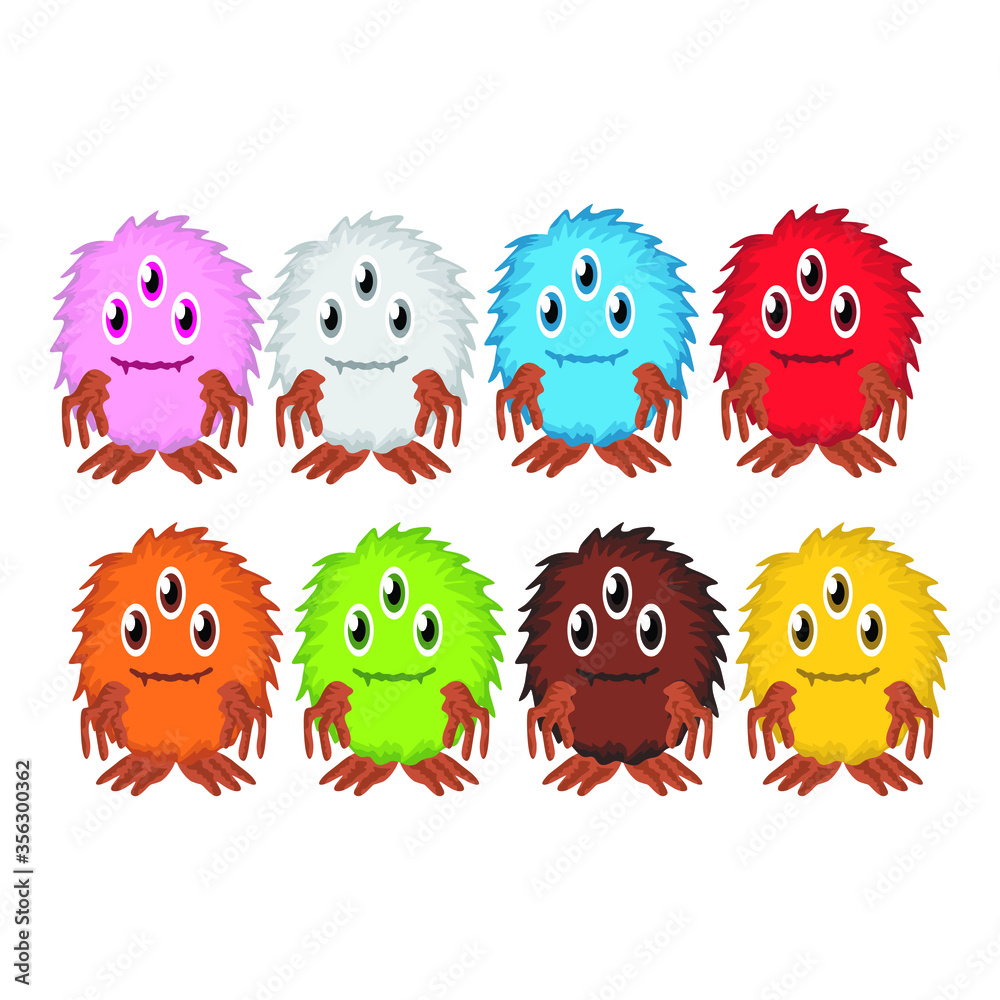 Simple Vector Design of Colorful Cute Monster