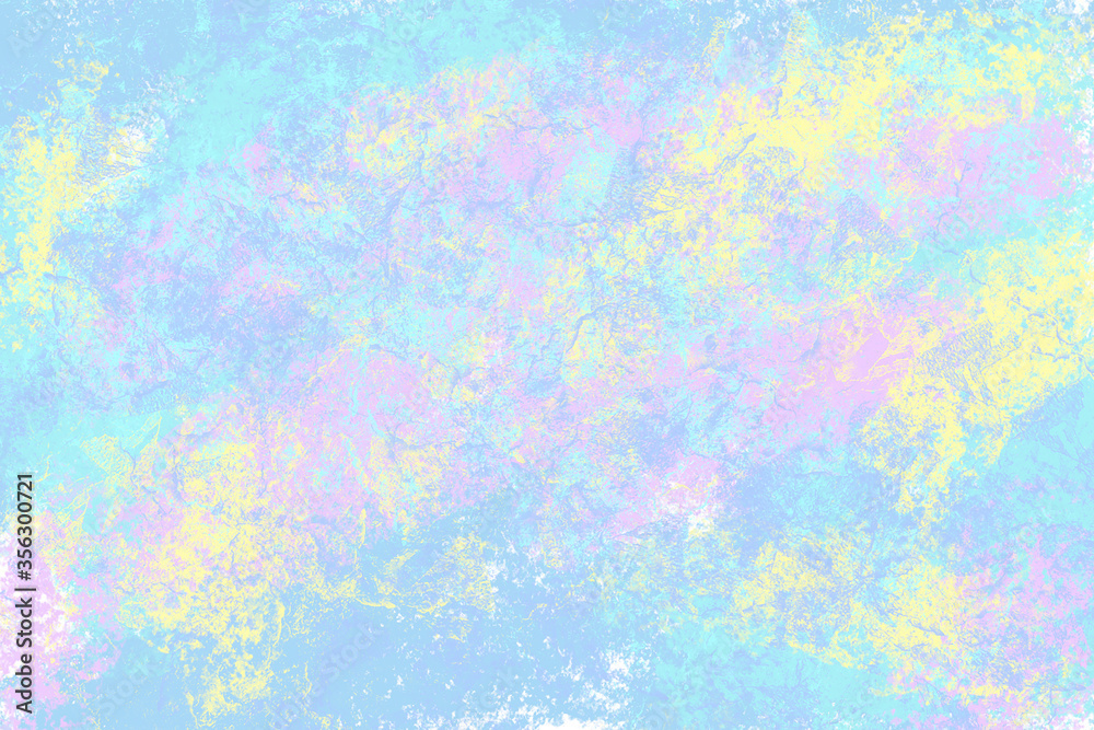 Abstract liquid color illustration. Vibrant multicolored digital texture. Pale blue yellow detailed backdrop.