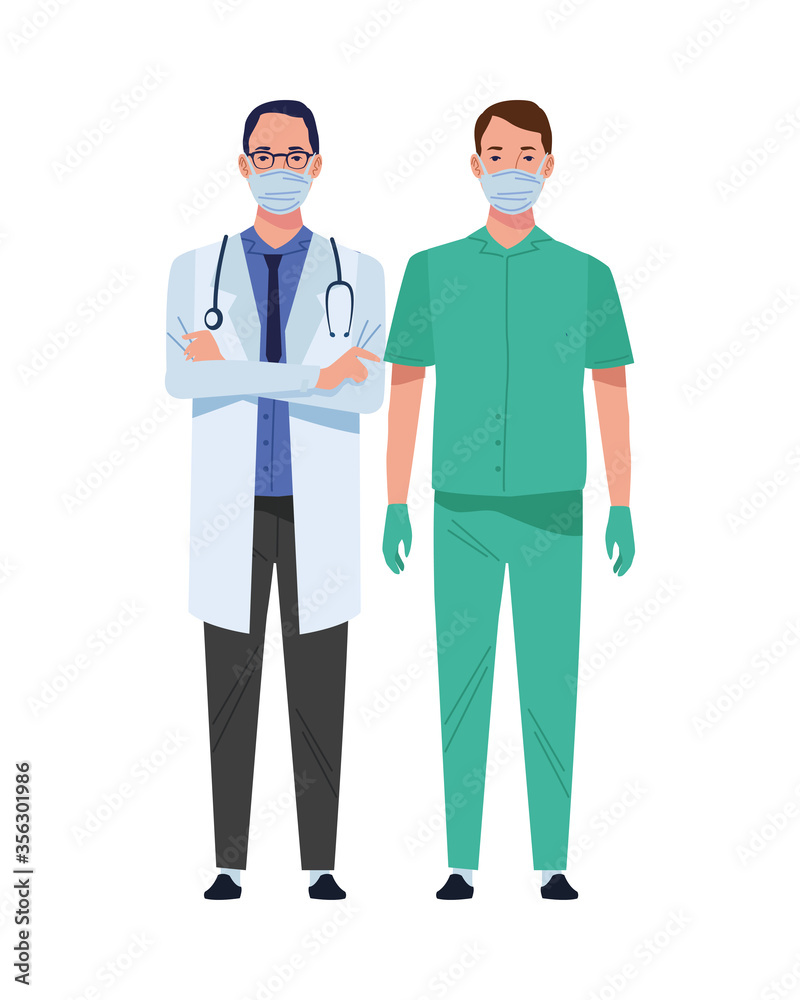 male doctor and surgeon wearing medical masks characters male doctor and surgeon wearing medical masks characters