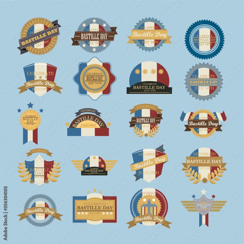 collection of bastille day labels