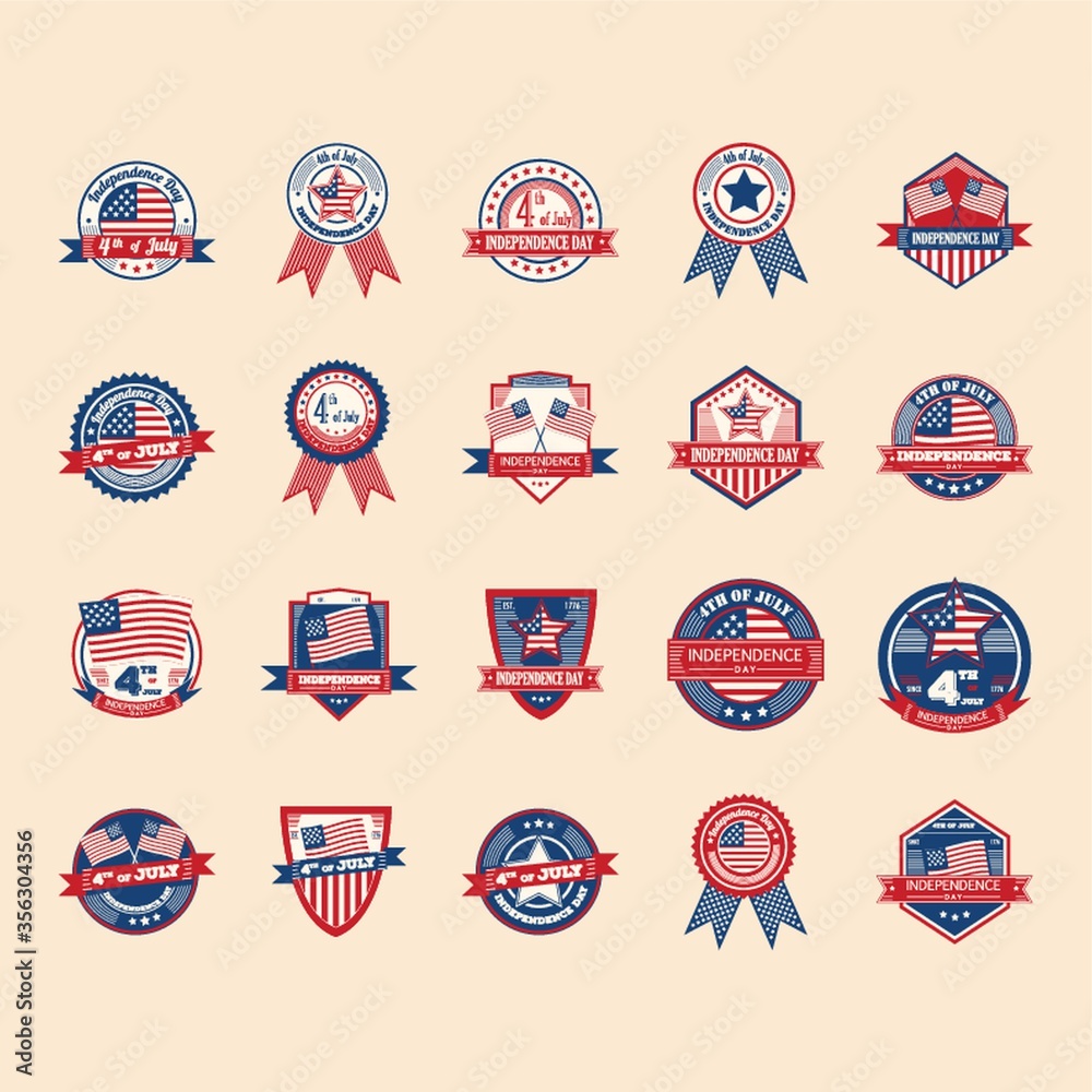 set of us independence day labels