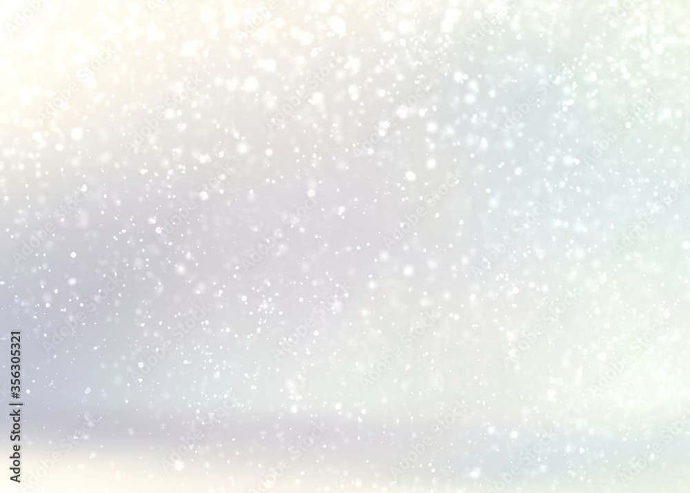 Winter white empty space 3d background. Snow falling texture. Abstract illustration. Soft subtle pattern.