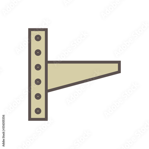 Steel wall bracket vector icon design. Part or support for hang and fix air condenser outdoor unit part of air conditioner HVAC system with outside wall of home or building to ventilation of heat.