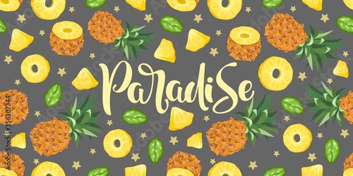 A set of postcards. Fresh orange, tropical leaves, flowers and slices. Hand calligraphy of "Summer Party". Label, banner advertising element.
Vector illustration. Printing on fabric, paper, postcards,