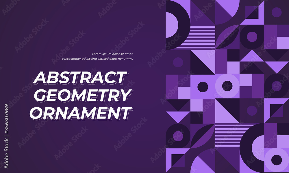 Obraz premium Abstract geometry ornament background. Purple color palette. Floral geometry edition. Vector illustration eps10.
