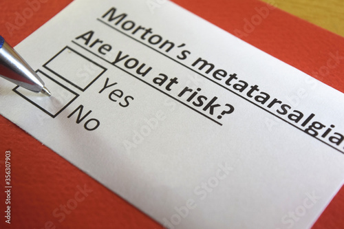 One person is answering question about morton's metatarsalgia. photo