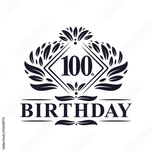 100 years Birthday Logo, Luxury 100th Birthday Celebration.