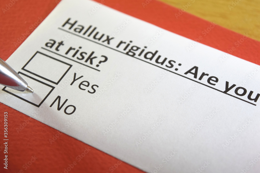 Fototapeta premium One person is answering question about hallux rigidus.