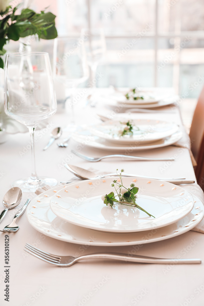 Beautiful table setting in dining room