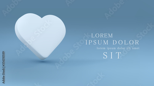 Vector greeting card with a tender, white, sugar heart on a blue background. Template for design.