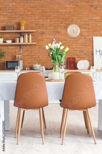 Served table in modern dini...