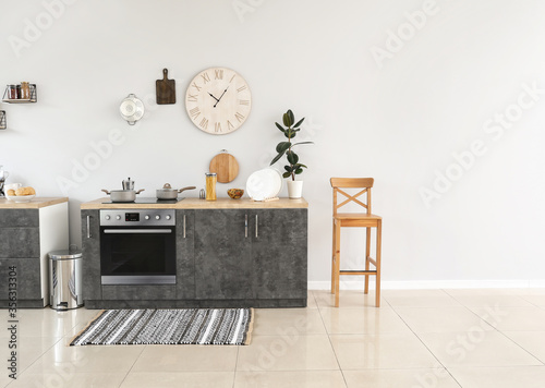 Stylish interior of modern kitchen photo