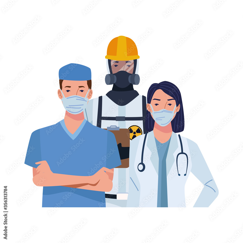 doctors staff wearing medical masks and biosafety suit doctors staff wearing medical masks and biosafety suit