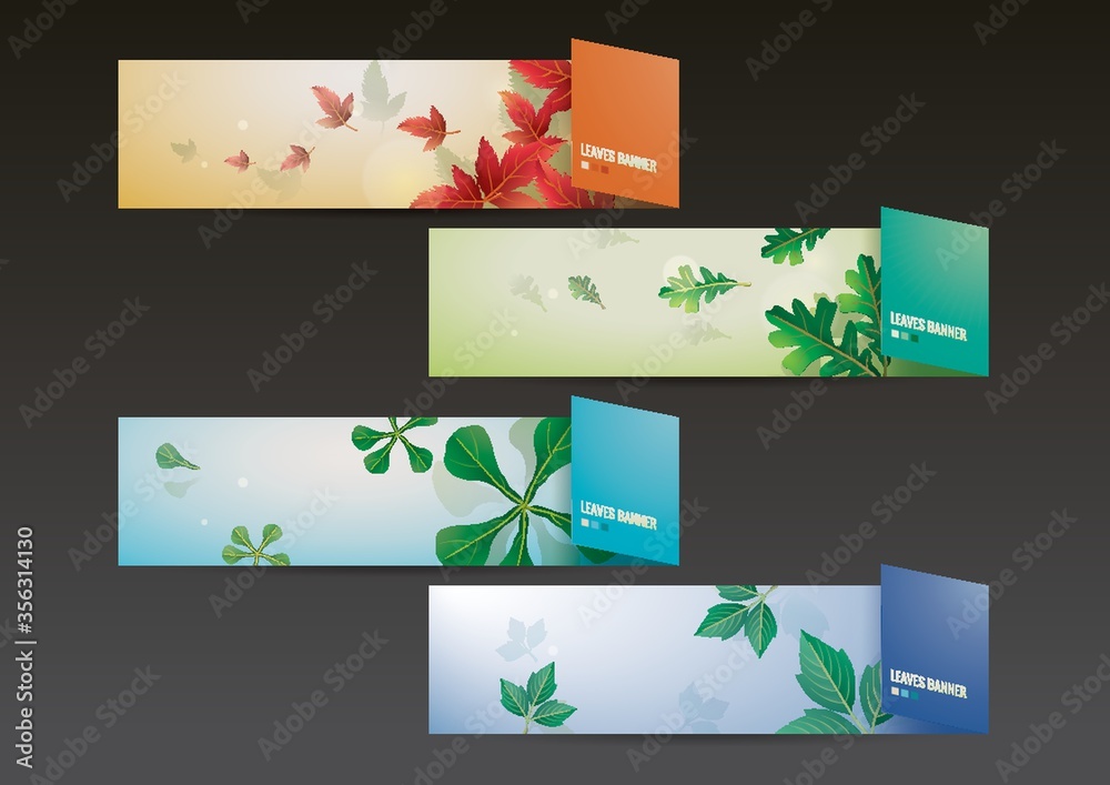 set of leaves banners