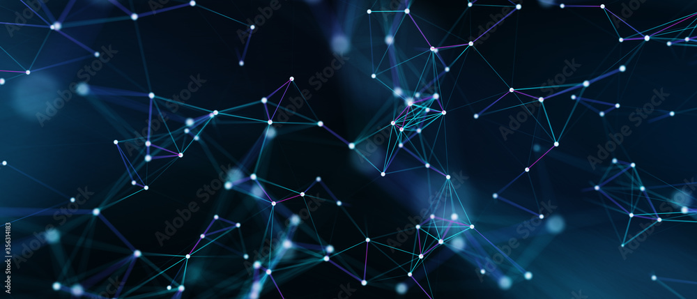 Fototapeta premium Abstract futuristic - technology with polygonal shapes on dark blue background. Design digital technology concept. 3d illustration