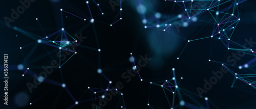 Abstract futuristic - technology with polygonal shapes on dark blue background. Design digital technology concept. 3d illustration © putilov_denis