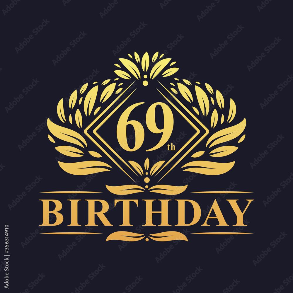 69 years Birthday Logo, Luxury Golden 69th Birthday Celebration. 69 years Birthday Logo, Luxury Golden 69th Birthday Celebration.