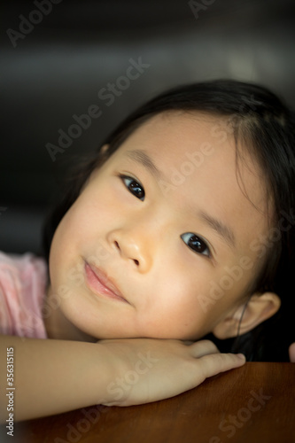 Headshot of playful Asian kid