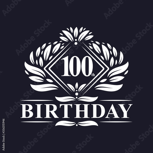 100 years Birthday Logo, Luxury 100th Birthday Celebration.