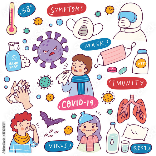 Corona Virus Doodle Element for Infographic Design