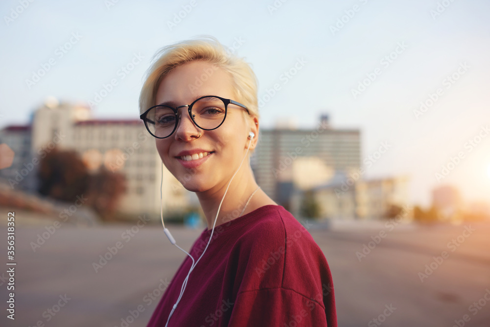 Portrait of Caucasian female teenager looking to the camera