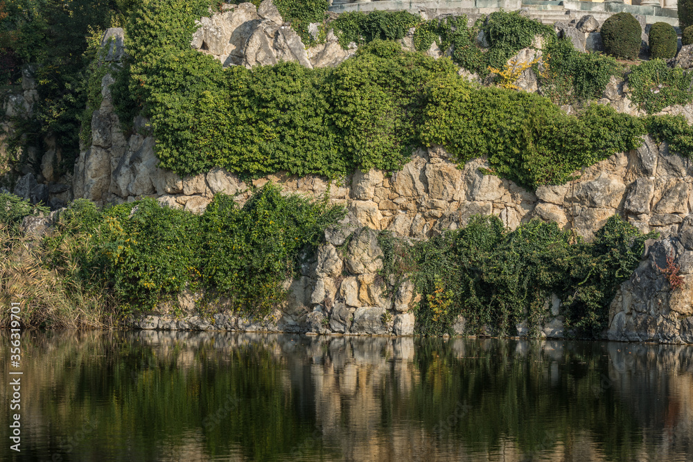 pond with a reflection in a castle park