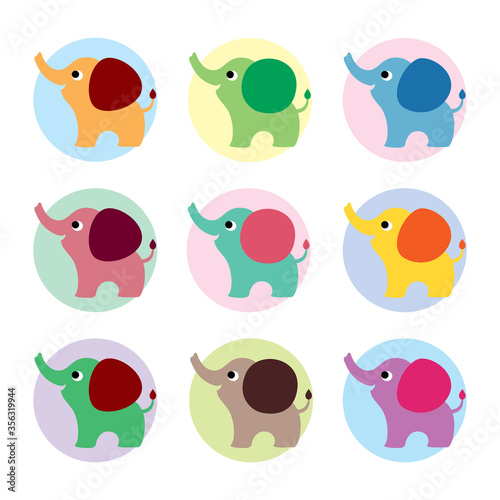 cute elephant vector set