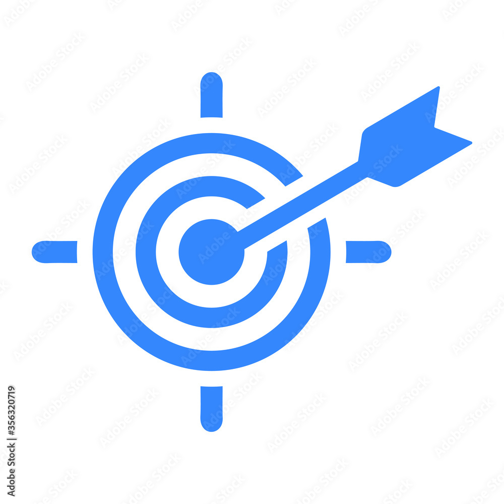 Business goal or target blue icon, dart board Business goal or target blue icon, dart board