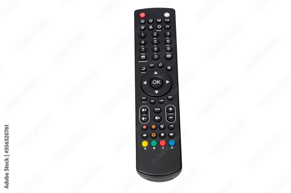 TV remote isolated on white background, copy space TV remote isolated on white background, copy space
