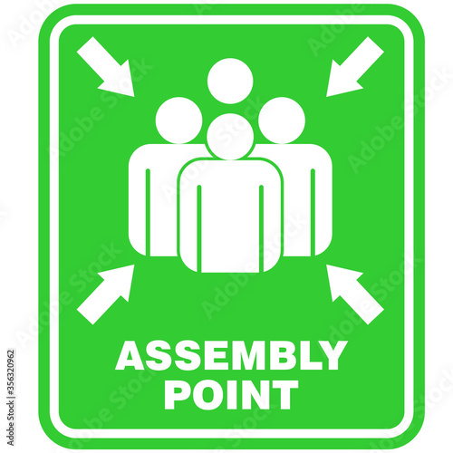 Green Assembly Point Sticker and sign vector