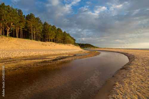 Fototapeta Naklejka Na Ścianę i Meble -  river sea coast sand dunes on the beach