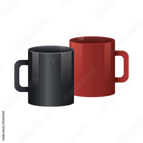 coffee mugs vivid red and black colors
