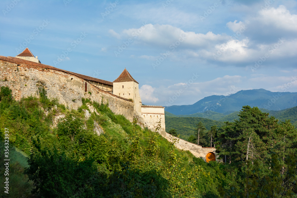 View of the Cetatea Râșnov (Rasnov Fortress). Romania, Brasov County