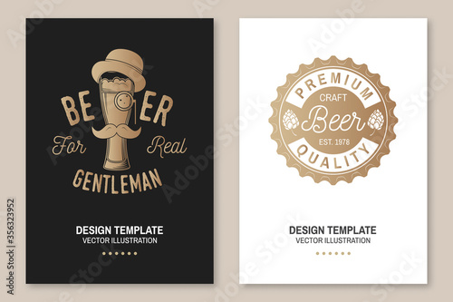 Craft Beer poster, flyer, template, card. Vector. Vintage design for bar, pub and restaurant business. Coaster for beer.