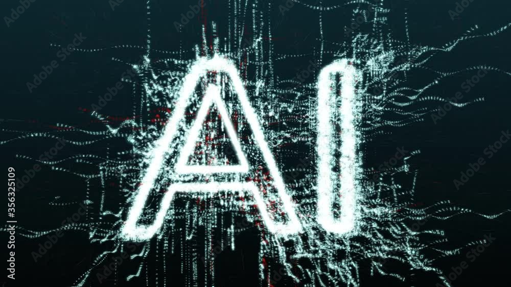 Animation of the futuristic artificial intelligence of the future. Development of electronic Internet technologies.