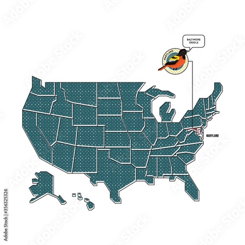 us map with maryland state bird