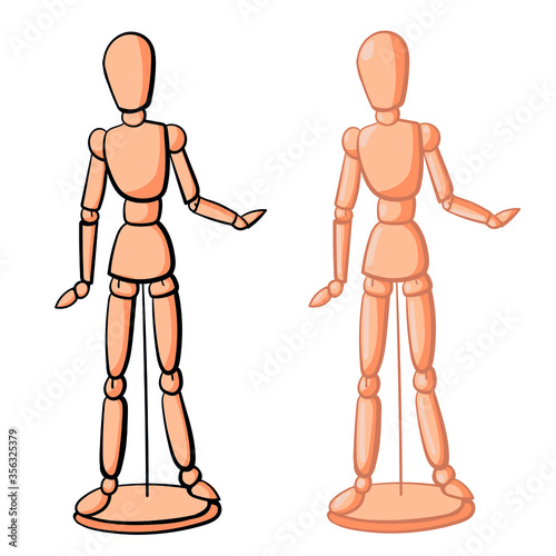 Hand draw wooden men on the white background